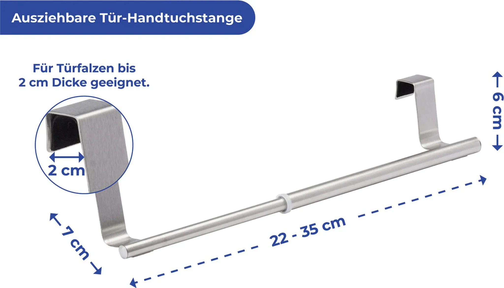 Tür-Handtuchstange Teleskop aus Edelstahl